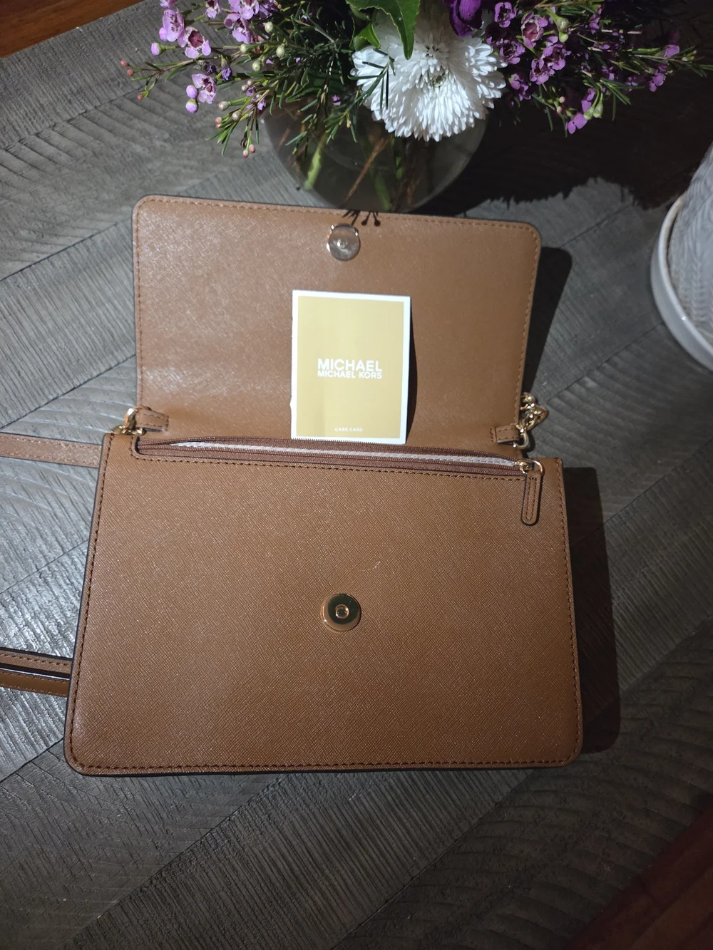 Michael Kors Brown Leather Chain-Strap Shoulder Bag